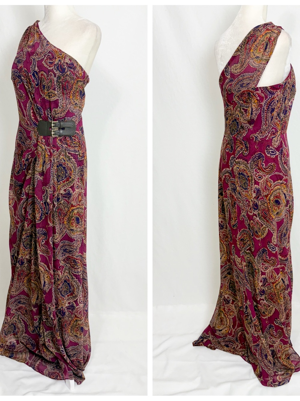 Ralph Lauren One-Shoulder Paisley evening gown - Picture 2 of 9